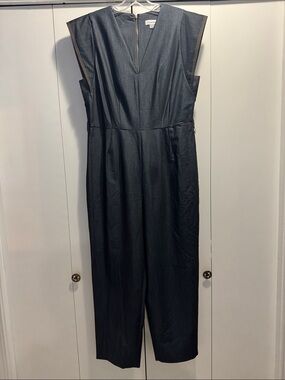 Calvin Klein Dark Denim Capped Sleeve V-Neck Jumpsuit